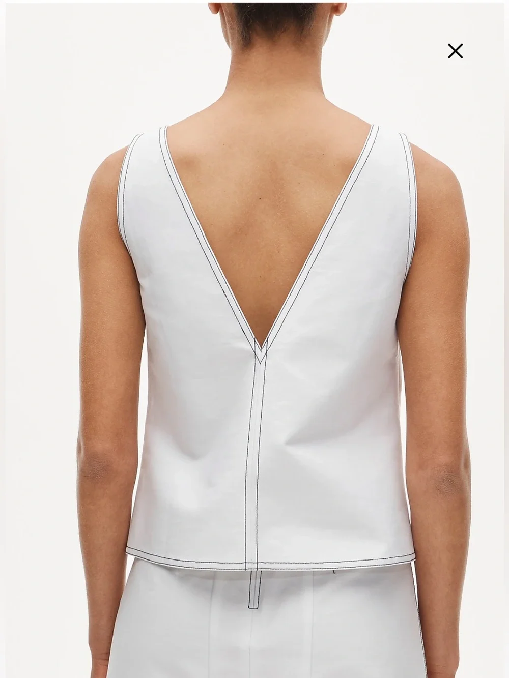 NWT J Crew Contrast-Stitch Shell Top in Double Cotton Poplin – White – Size 4